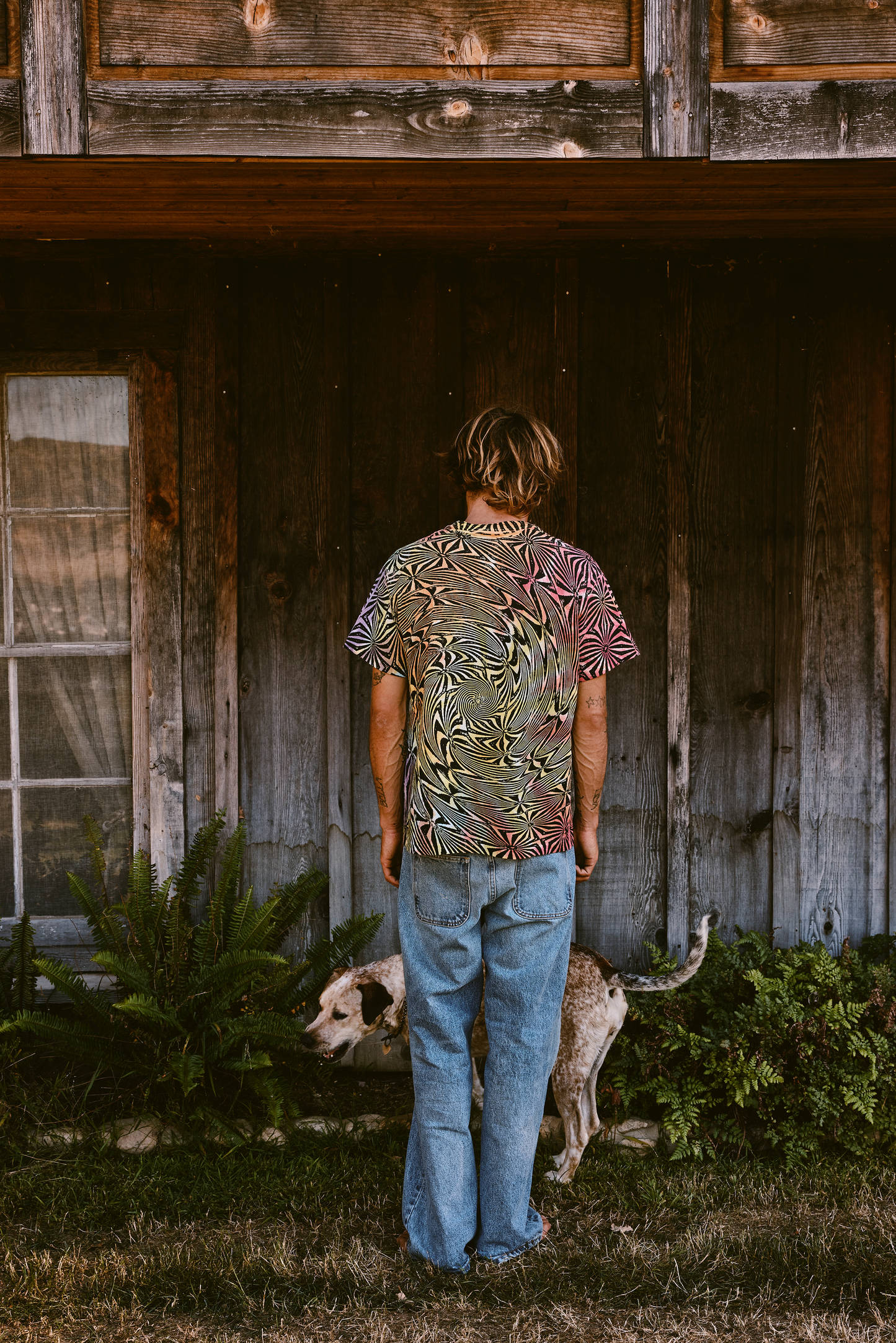 Optical Illusion Jumbo Screen Print Tee - Hand Dyed