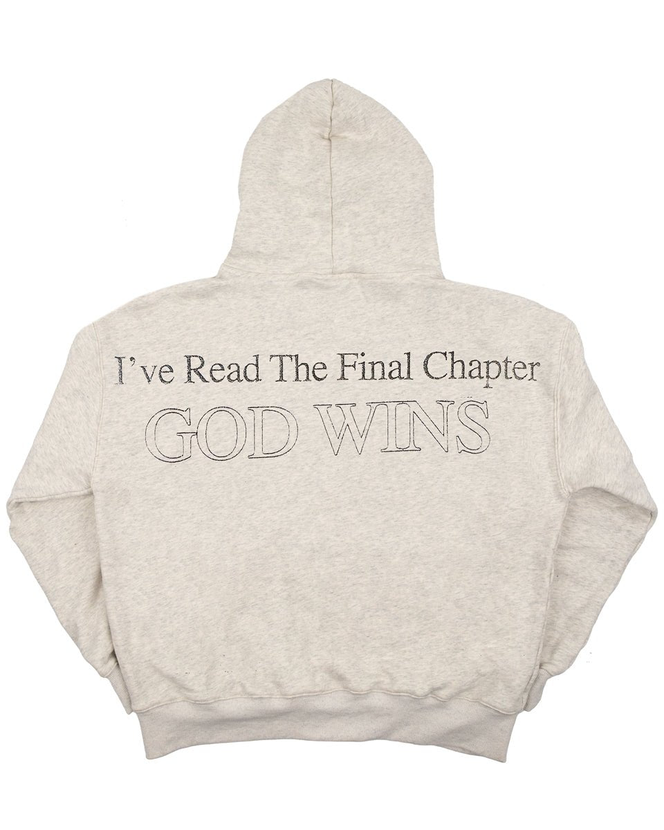 God Wins - Off White Heather Hoodie