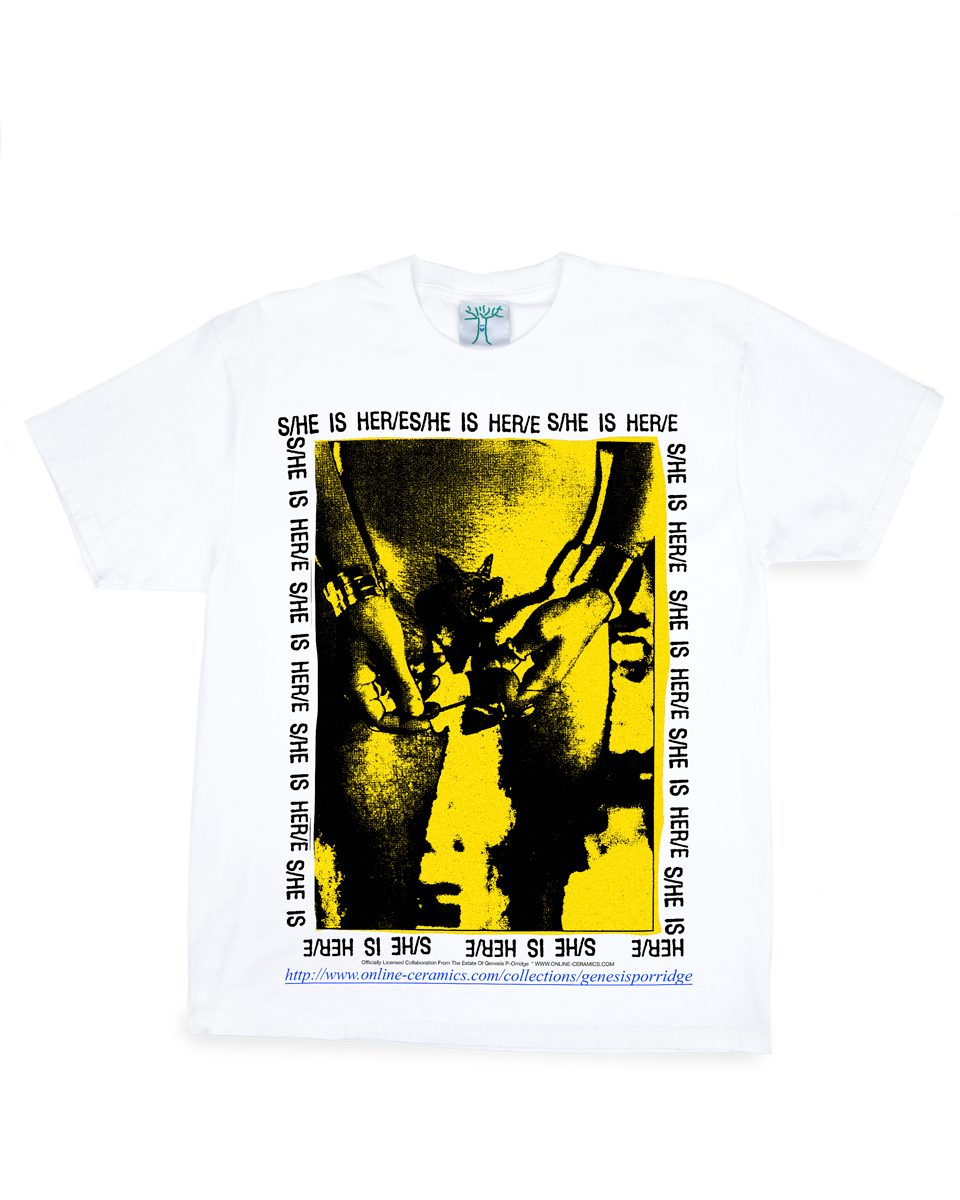 Genesis P-Orridge "S/he Is He/re" - White Tee