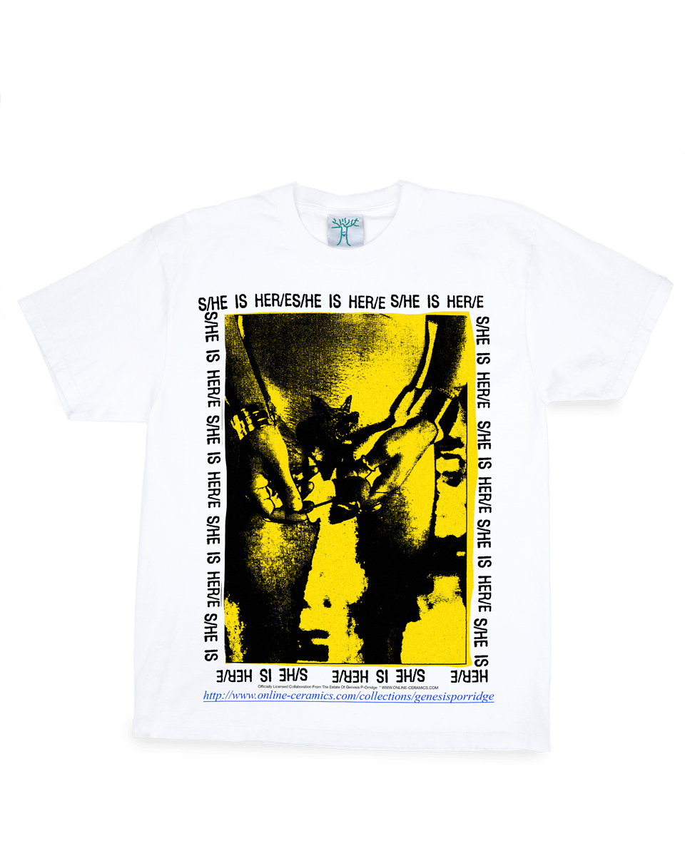 Genesis P-Orridge "S/he Is He/re" - White Tee