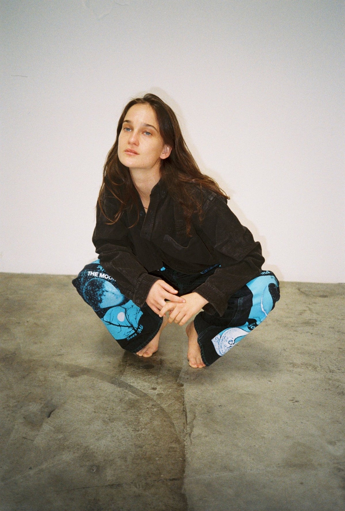 God Bless the Moon - Screen Printed Relaxed Leg Jeans