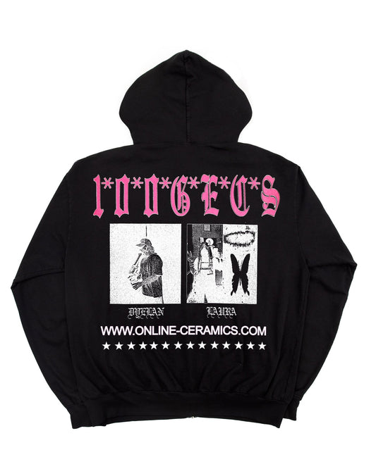 100 Gecs Logo - Black Zip-Up 9 oz Hoodie