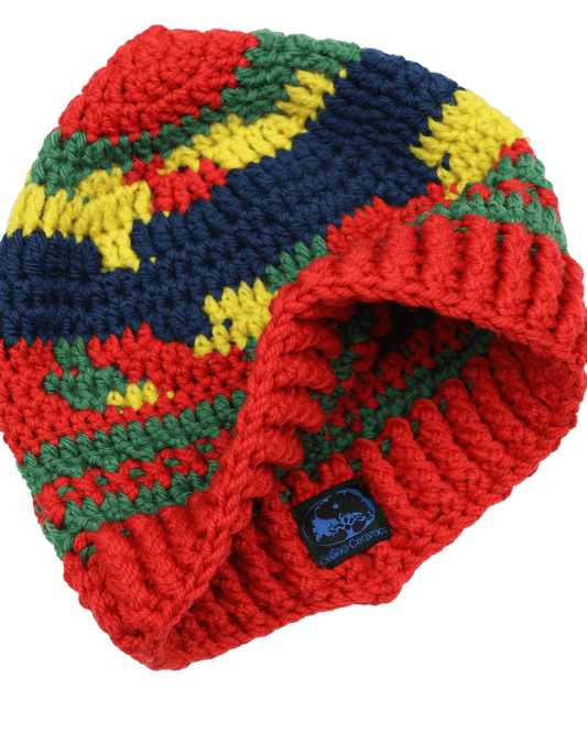 Hand Crocheted Wool Beanie - Red