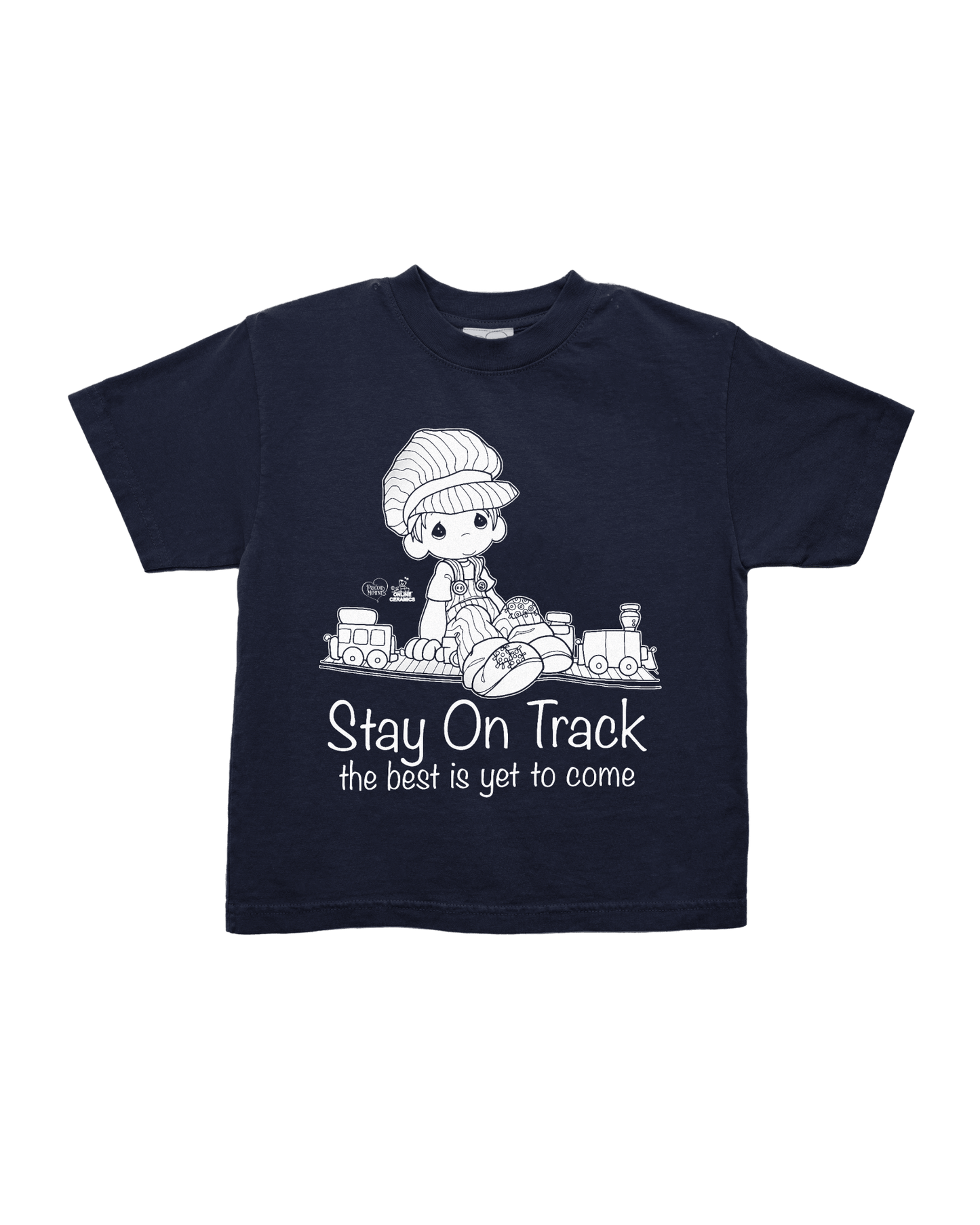 Precious Moments "Stay On Track" - Kids Navy Tee
