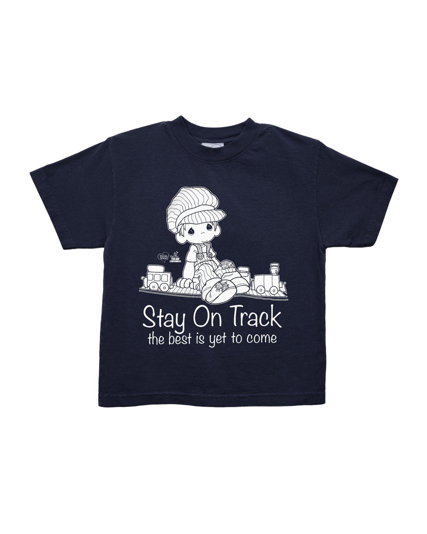 Precious Moments "Stay On Track" - Kids Navy Tee