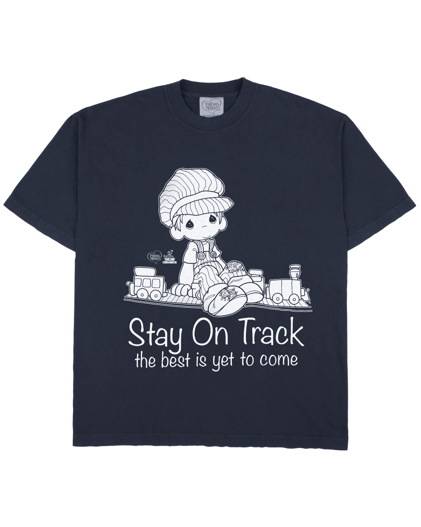 Precious Moments "Stay On Track" - Navy Tee