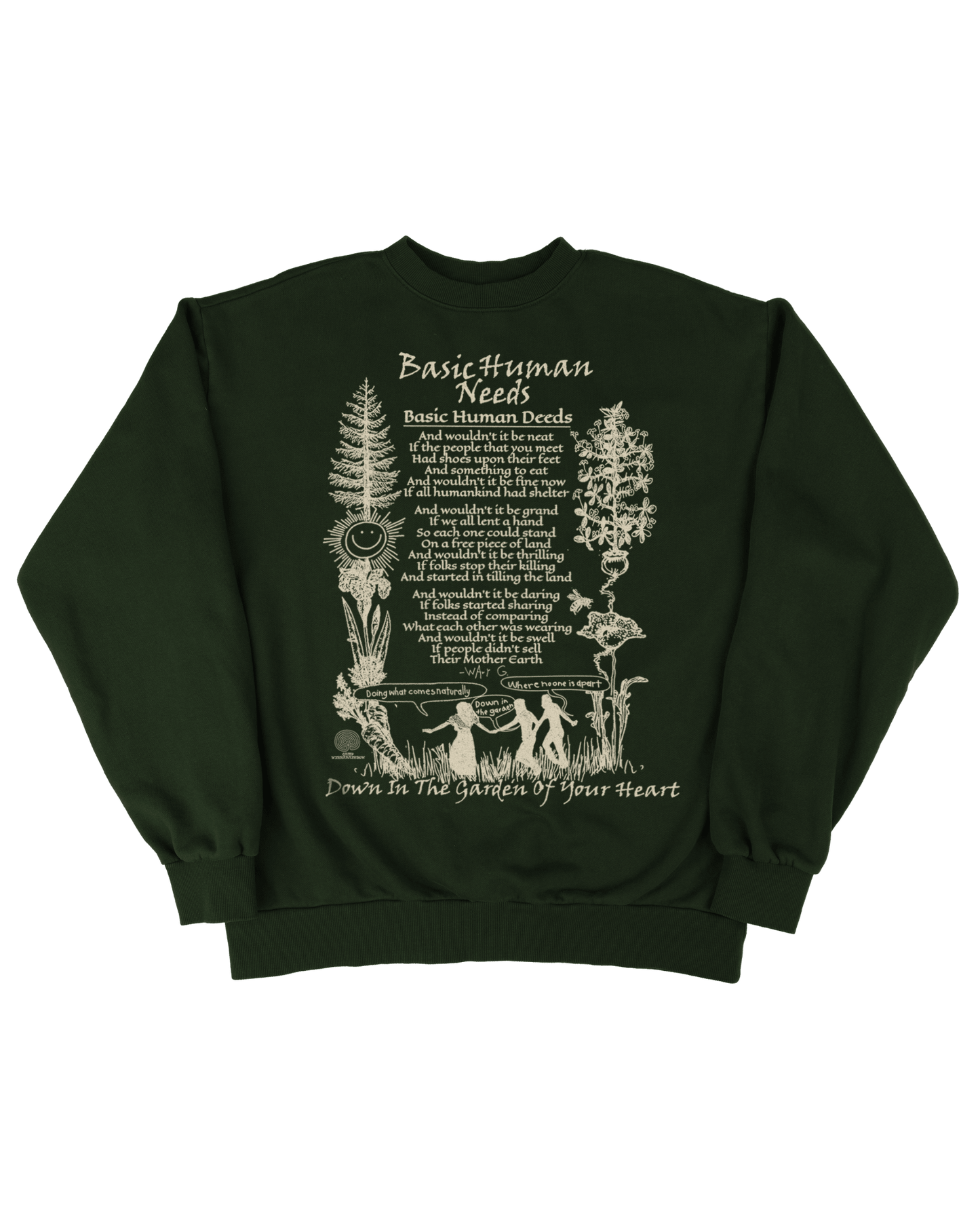 Basic Human Needs - Dark Green Fleece Crewneck