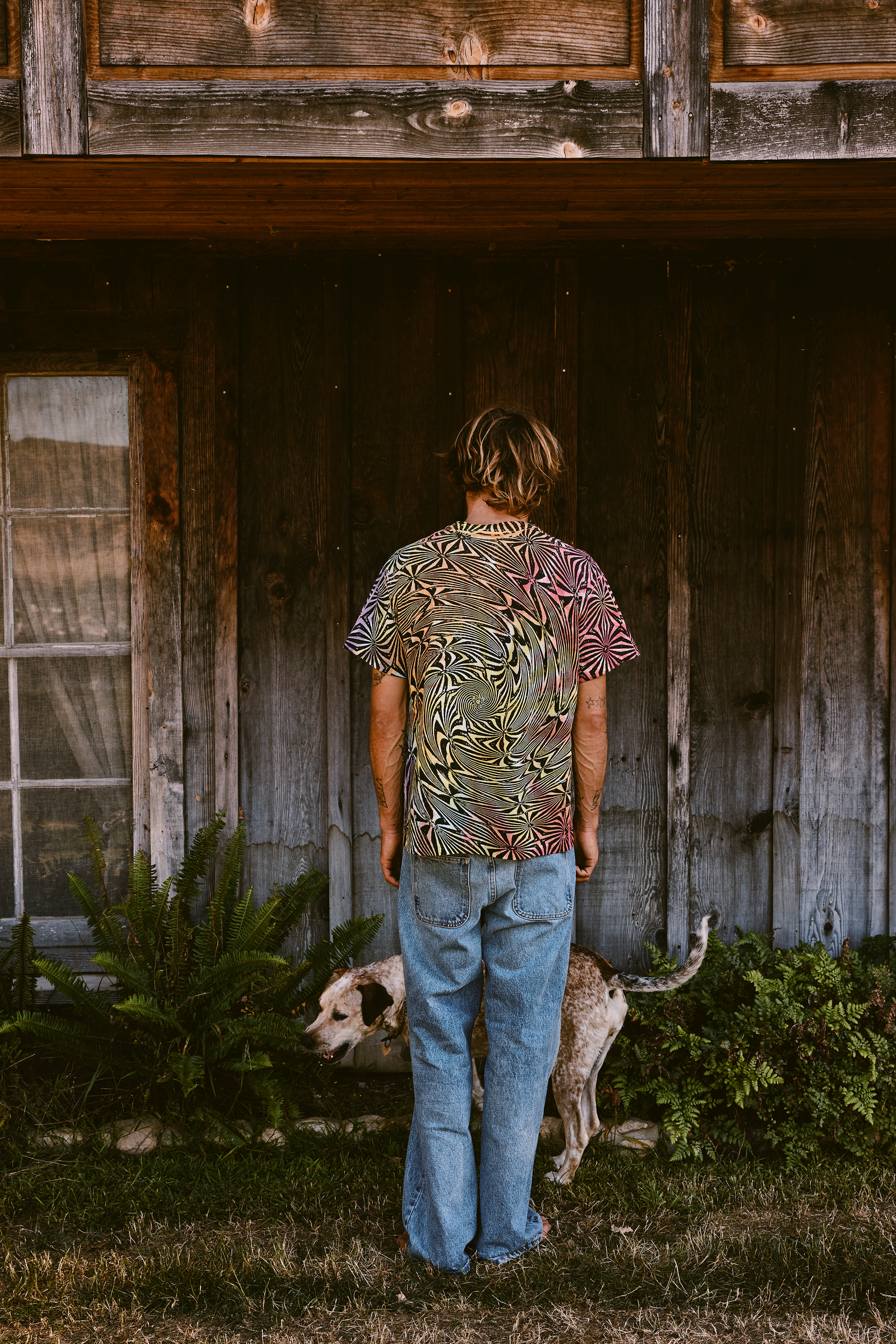 Optical Illusion Jumbo Screen Print Tee - Hand Dyed