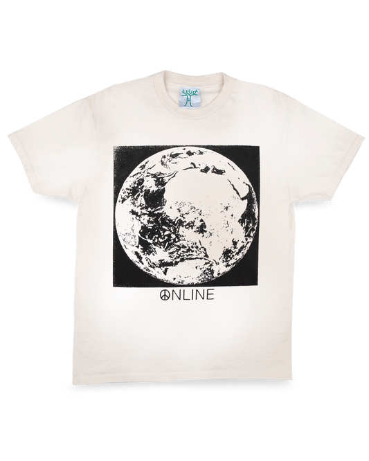 Earth Moon Logo - Hand Dyed and Stonewashed Cream Tee