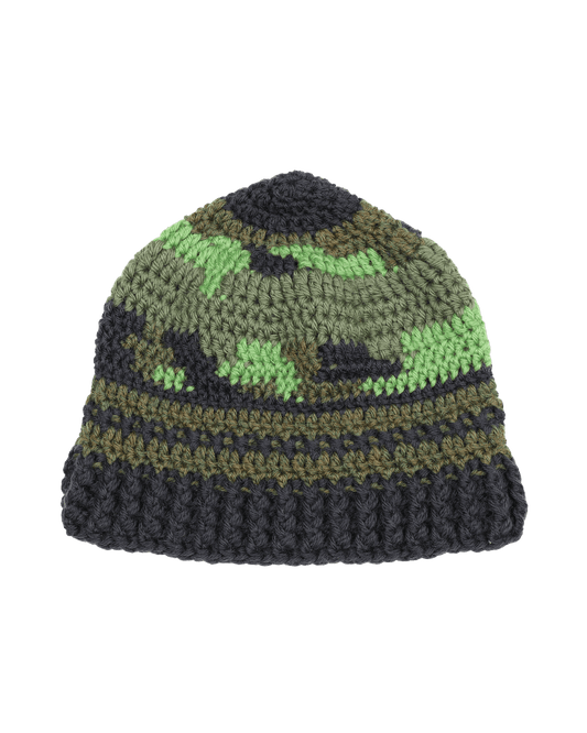 Hand Crocheted Wool Beanie - Green