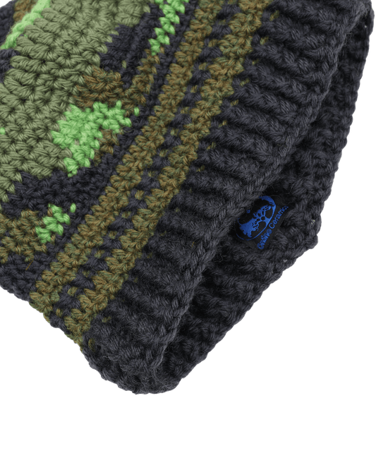 Hand Crocheted Wool Beanie - Green