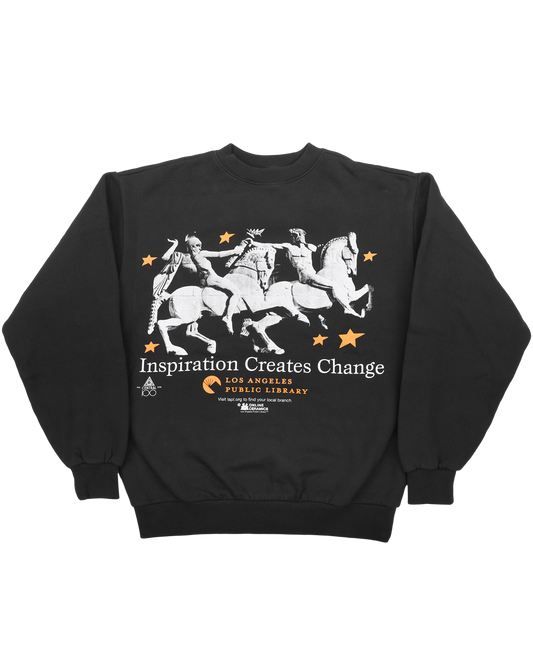 Inspiration Creates Change - Off-Black Fleece Crewneck