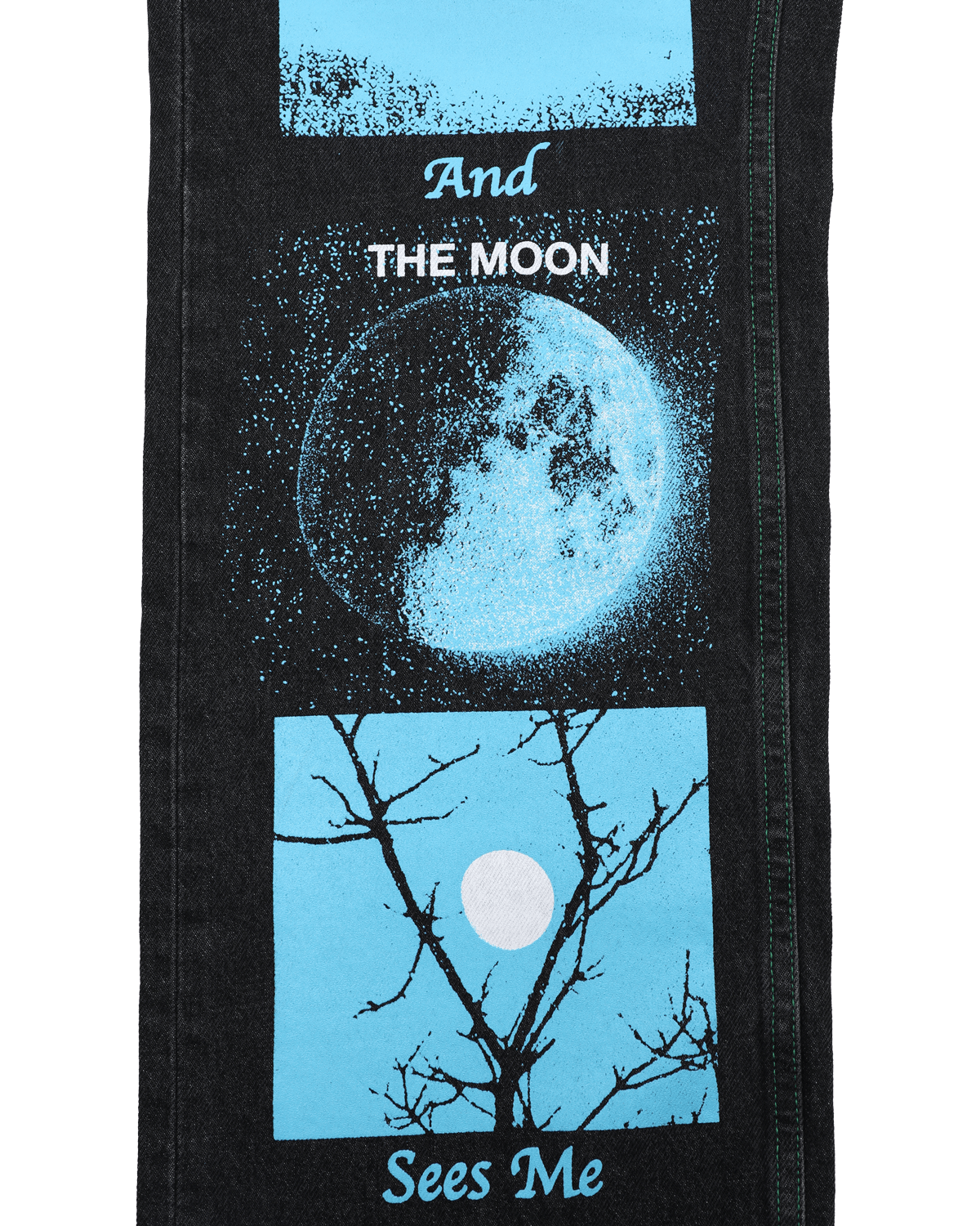 God Bless the Moon - Screen Printed Relaxed Leg Jeans