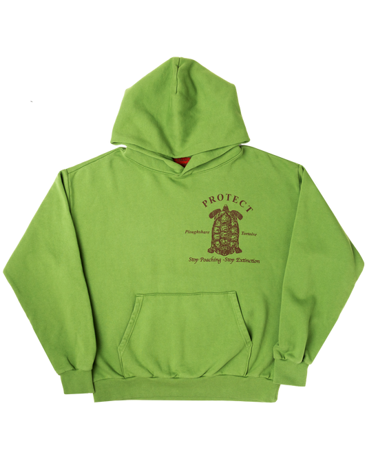 Protect the Ploughshare Tortoise - Green Hoodie