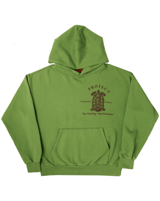 Protect the Ploughshare Tortoise - Green Hoodie