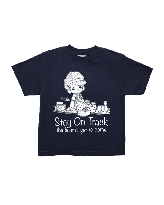 Precious Moments "Stay On Track" - Kids Navy Tee