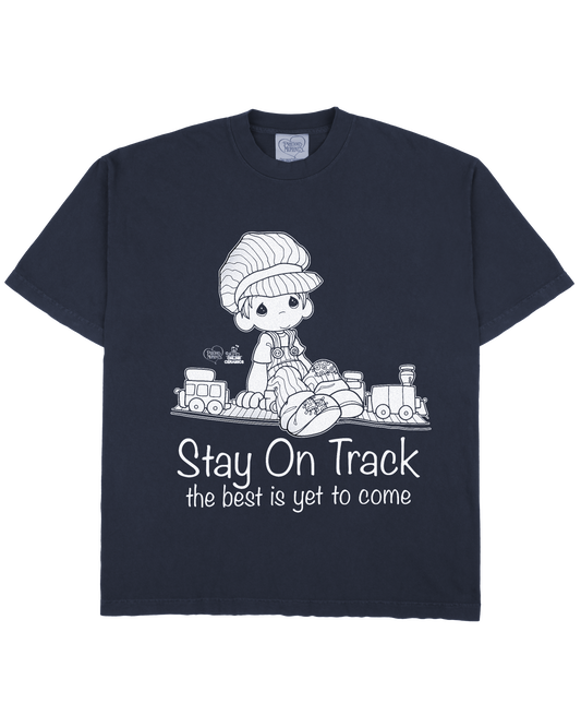 Precious Moments "Stay On Track" - Navy Tee