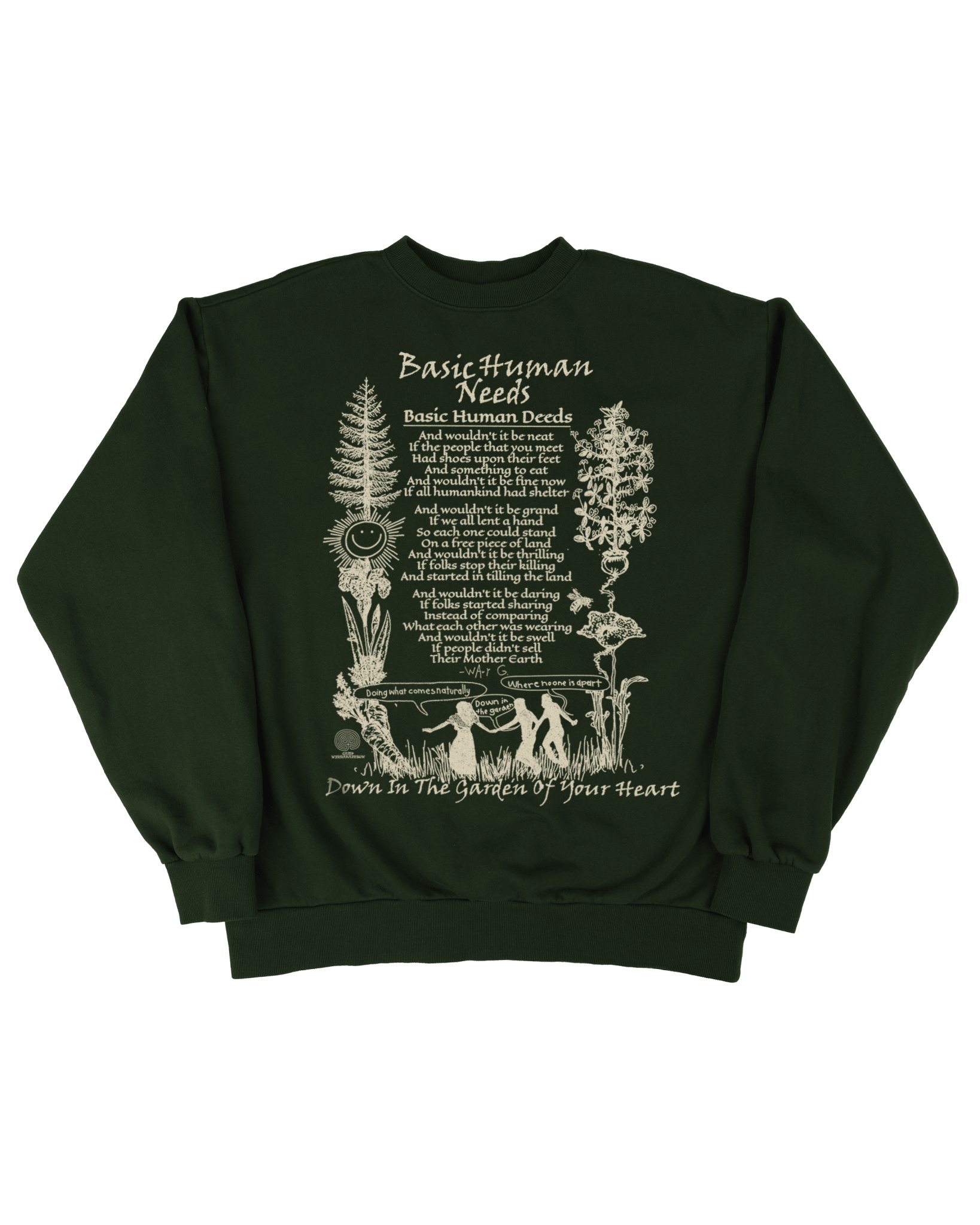 Basic Human Needs - Dark Green Fleece Crewneck