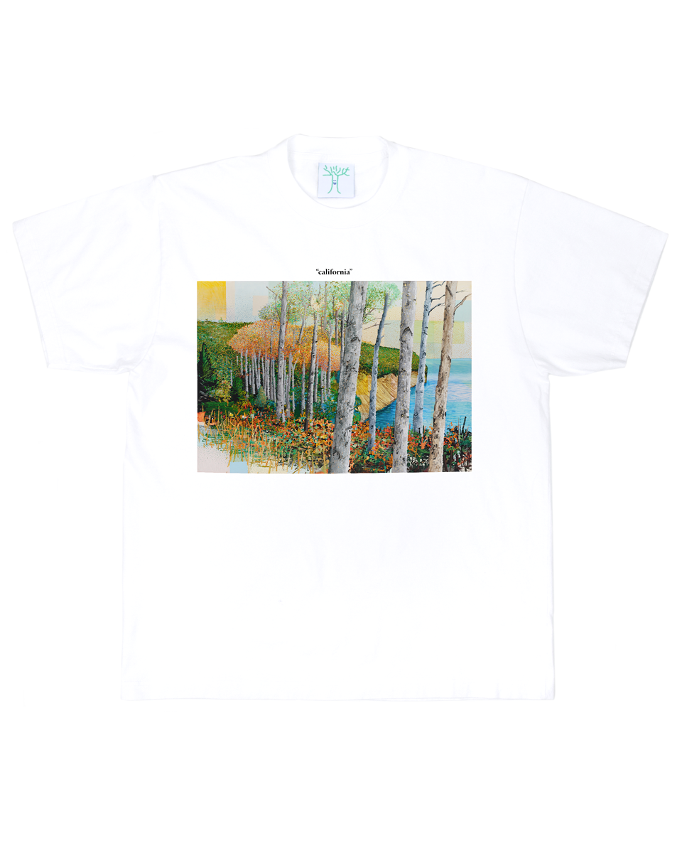 "california" - White Tee (painting by Ross Caliendo)