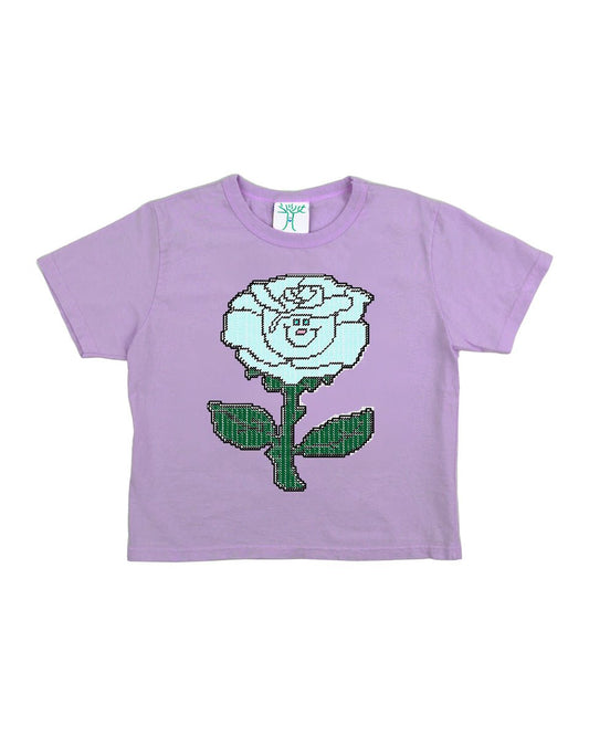 Blue Rose Smiley - Lilac Baby Tee