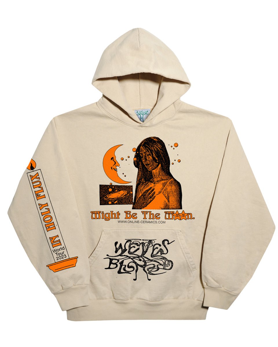Might Be The Moon - Beige Hoodie (14oz Heavy Fleece)