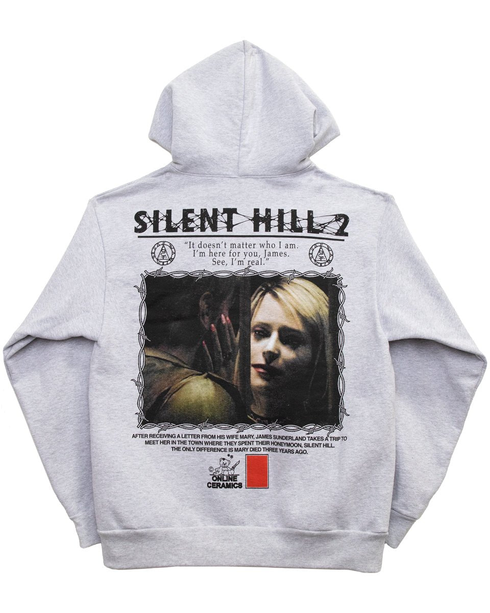 Silent Hill 2 Embroidery Logo - Heather Grey Zip-Up Fleece Hoodie