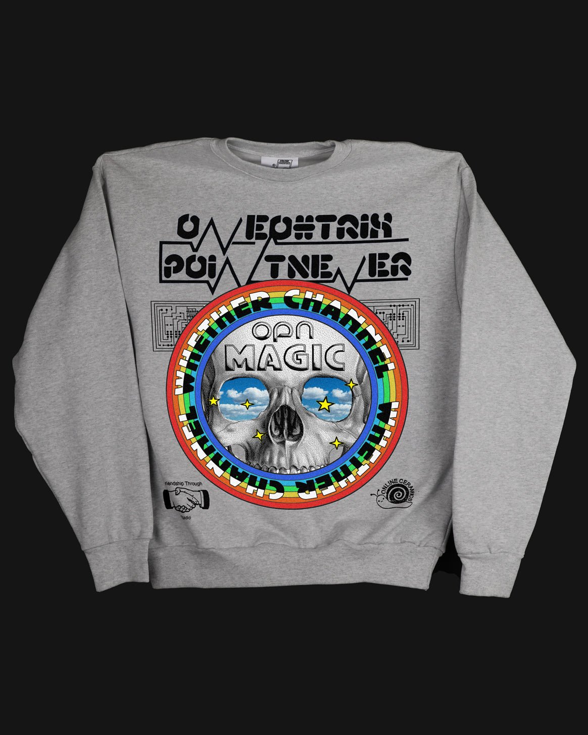 Skull Whether Channel - Ash 14oz Heavy Weight Crewneck Sweatshirt